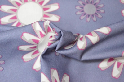 Baumwolle | KIM Blüten Blumen | lila beere grau